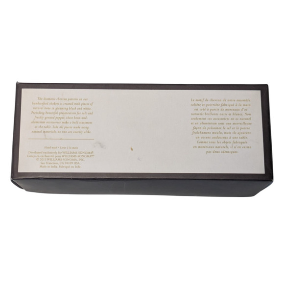 Williams Sonoma Chevron Bone Salt and Pepper Shakers Black Beige - Picture 7 of 11